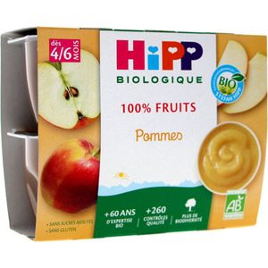 HiPP 100% Fruit Appels van 4/6 Maanden Biologisch 4 Potten