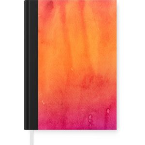 Notitieboek - Schrijfboek - Waterverf - Oranje - Roze - Abstract - Notitieboekje klein - A5 formaat - Schrijfblok