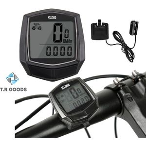 T.R Goods. Digitale Fietscomputer LCD - Waterdicht - Bedraad - Kilometerteller Fiets Universeel - Zwart