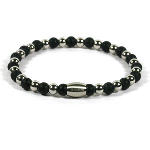 Heren armband edelstaal onyx matte 6mm - Ibizamen 19cm