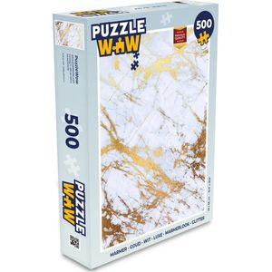 Puzzel Marmer - Goud - Wit - Luxe - Marmerlook - Glitter - Legpuzzel - Puzzel 500 stukjes