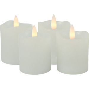 Countryfield LED kaarsen/stompkaarsen - 4x st - wit - D5 x H7,2 cm - timer - warm wit