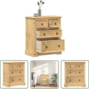 The Living Store Ladekast Corona 80x43x91 cm massief grenenhout - Ladekast - Grenenhouten Kast - Opbergkast - Vintage Kast - Salontafel