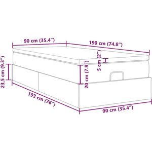 vidaXL - Ottoman - bed - met - matras - 90x190cm - kunstleer - grijs