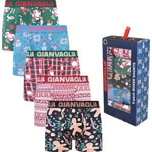 Boxershorts Heren - 5 Pack Katoen - Kerst Print - Maat L - Geschenkset Ondergoed - Cadeau
