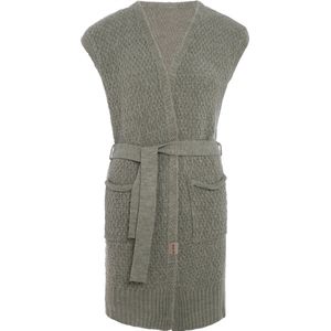 Knit Factory Luna Gebreide Gilet - Gebreid vest zonder mouwen - Mouwloos dames vest - Mouwloze groene cardigan - Urban Green - 40/42