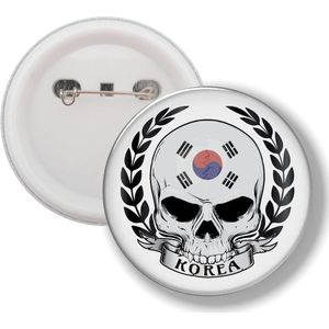 Button Met Speld - Schedel Vlag Korea