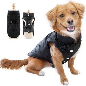 Winter Hondenjas Hondenkleding Waterdicht met D-ring,Hondje Warme Jassen Puppy Kleding Hond Vest voor Klein Huisdier Honden Kat (Zwart,M)