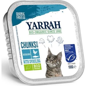 16x Yarrah Bio Kattenvoer Chunks Vis 100 gr
