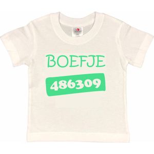 T-shirt Kinderen ""Boefje 486309"" | korte mouw | Wit/mint | maat 98/104