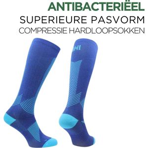 Norfolk Compressie Sokken - Hardloopsokken met Anti Bacterieel Meryl Skinlife - Compressiekousen Hardlopen - Sportsokken - Blauw - 39-42 - Valencia