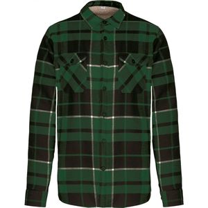 Overhemd Heren 3XL Kariban Lange mouw Forest Green / Black Checked 100% Katoen