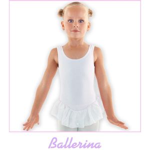 Dancer Dancewear® Ballerina jurk - Balletpakje BALLERINA met rokje in WIT voor meisjes Maat 140/146 – 12 Jaar