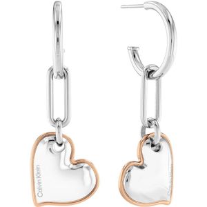 Calvin Klein CJ35000304 Dames Oorbellen - Oorhangers - Sieraad - Hart - Staal - Zilver - 2 mm breed - 15 mm lang