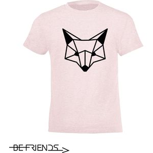 Be Friends T-Shirt - Fox head - Kinderen - Roos - Maat 4 jaar