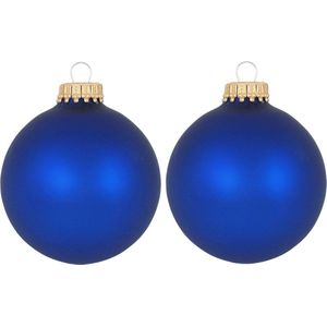 16x Royal velvet blauwe glazen kerstballen mat 7 cm kerstboomversiering - Kerstversiering/kerstdecoratie blauw