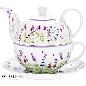 WomensFavorites Theepot porselein met kopje Lavendel Home