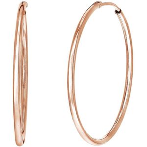 Lucardi Dames Oorringen goldplated 40mm - Oorbellen - Moederdag Cadeautje - Echt Zilver - Rosékleurig