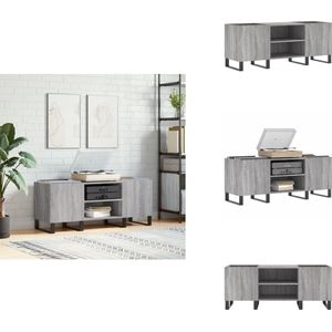 vidaXL Platenkast - Platenkasten - Platenspeler Kast - Elpee Opbergkast - Platenkast 121x38x48 cm bewerkt hout grijs sonoma eikenkleurig