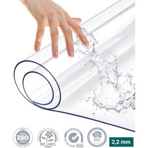 HOMEWELL Tafelbeschermer Transparant Glashelder 90x180cm - Doorzichtig Tafelzeil - Tafelkleed - Anti Slip en Hittebestendig - 2,2 mm
