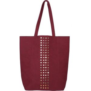 Rode Shopper Studs - Handtassen - Shoppers- Kunstleer - Gouden Studs - Rood