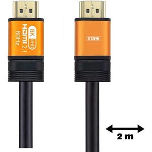 Staza - Premium HDMI Kabel 2.1 - Ultra HD High Speed 8K - HDMI naar HDMI - 2 meter - Oranje