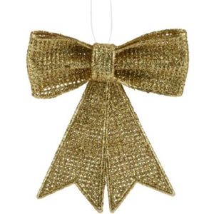 Home & Styling Kerstdecoratie/Kersthanger 8 stuks! Mini strik glitter 10,5 cm - Goud