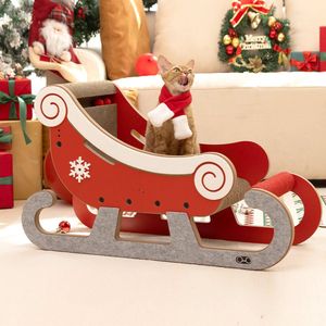 Coneko Christmas Snow Sled Cat Scratching Board - Kerst Slee Sneeuw Kattenkrabplank - Katten Klimboom - Krabpaal