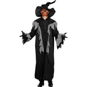 Wilbers & Wilbers - Tovenaar & Tovenares & Waarzegster Kostuum - Waanzinnige Wijze Wizard - Man - Zwart - Maat 50 - Halloween - Verkleedkleding