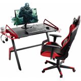 Game Bureau met Metalen Frame - Gaming Desk - Zwart / Rood