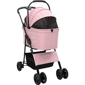 vidaXL - Opvouwbare - Huisdier - Kinderwagen - Roze - 81 - x - 47 - x - 99 - cm