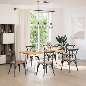 vidaXL Eettafel met natuurlijke rand massief eikenhout rechthoekig - Eettafel - Eettafels - Eetkamertafel - Keukentafel