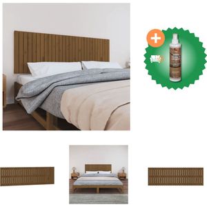 vidaXL Wandhoofdbord 185x3x60 cm massief grenenhout honingbruin - Bedonderdeel - Inclusief Houtreiniger en verfrisser