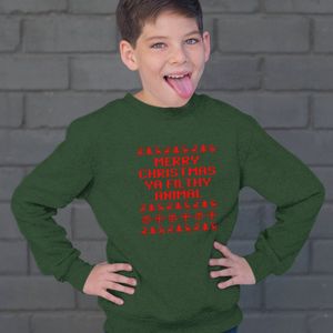 Foute Kersttrui Groen Kind - Merry Christmas Ya Filthy Animal Red (3-4 jaar - MAAT 98/104) - Kerstkleding voor jongens & meisjes