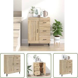 The Living Store Dressoir 69,5x34x90 cm bewerkt hout sonoma eikenkleurig - Dressoir - Bijzettafel - Salontafel - Houten Dressoir - Vintage Dressoir