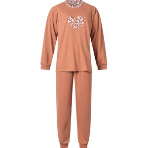 Lunatex - extra dikke dames pyjama 124198 - roestbruin met panter hart - maat XL