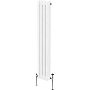 Monster Shop Traditionele Stijl 3 Kolom Verticaal Radiatoren - 1500 x 202mm - Hoogwaardig Carbon Staal - Hoge BTU Warmte Output - Inclusief Bevestigingskit & Borstel - 15 Jaar Garantie - Wit