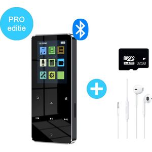 TechEssentials HiFi MP3/MP4 Speler Bluetooth - Incl 32GB SD-Kaart en Oortjes - Zwart | Muziek - Voice Recorder - Dictafoon - E-Book