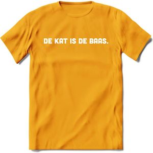 Kattenbaas - Katten T-Shirt Kleding Cadeau | Dames - Heren - Unisex | Kat / Dieren shirt | Grappig Verjaardag kado | Tshirt Met Print | - Geel - XXL