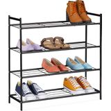 Relaxdays schoenenrek 4 etages - metalen opbergrek - schoenen organizer - voor 12 paar - zwart