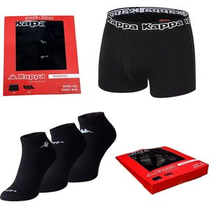 Kappa Zwarte Boxershort Maat XXL Met 3 Paar Sneakersokken Maat 40/46