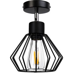 Hanglamp eetkamer metaal - Verlichting plafondlamp - Woonkamer lamp industrieel - lampvermogen 60 Watt - Zwart