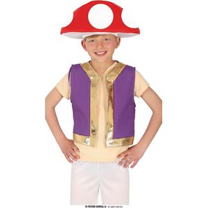 Guirca - Natuur Groente & Fruit Kostuum - Beste Vriendje Van Mario Toad Kind Kostuum - Rood - 7 - 9 jaar - Carnavalskleding - Verkleedkleding