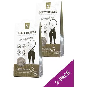 Dirty Rebels kattenbakvulling FRESH-GARDEN - 2-pack (2x10 L) - extreem snel klontvormend