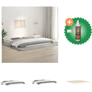 vidaXL Bedframe massief grenenhout wit 200x200 cm - Bed - Inclusief Houtreiniger en verfrisser