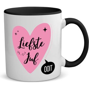 Akyol - liefste juf ooit koffiemok - theemok - zwart - Juf - beste juf - school - verjaardagscadeau - afscheidscadeau - kado - gift - 350 ML inhoud