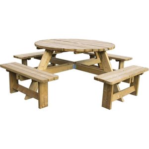 MaximaVida luxe ronde houten picknicktafel Tallinn 140 cm - extra beenruimte