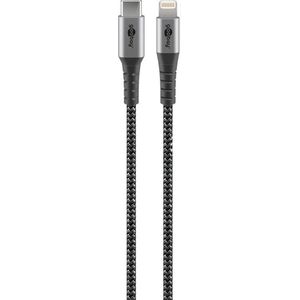 Goobay 8-pins Lightning naar USB-C kabel - USB2.0 - tot 60W / nylon - 2 meter