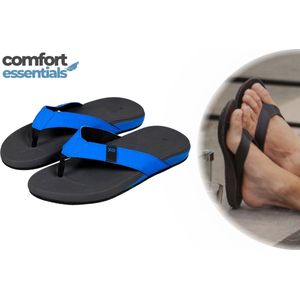 Comfort Essentials Slippers Heren – Grijs/Blauw – Maat 42 – Teenslippers – Slippers Met Ergonomisch Voetbed