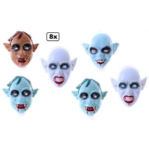 8x Zombie masker familie assortie - Opa/Vader/moeder/kind masker - Horror griezel Halloween uitdeel part wanddecoratie festival evenement